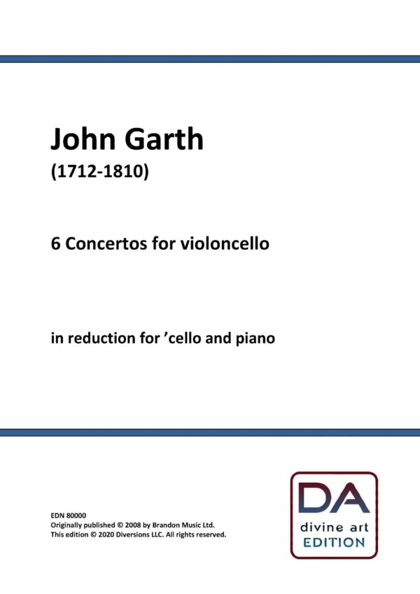 John Garth: Six Cello Concertos (Cello-Piano reduction SCORES)