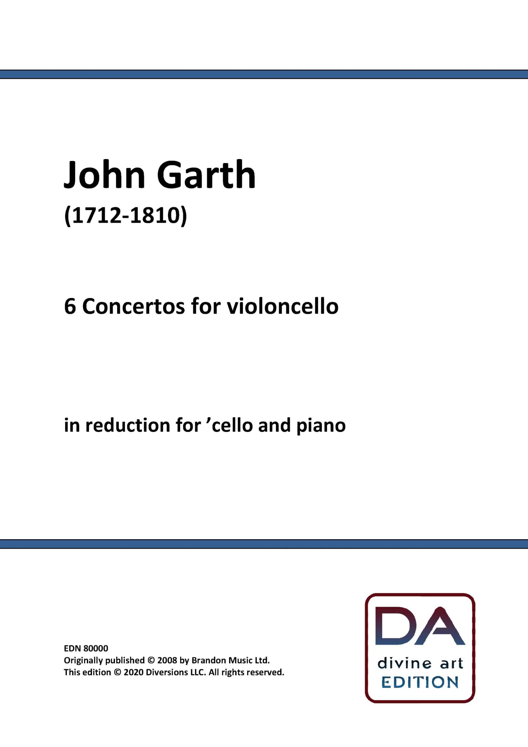 John Garth: Six Cello Concertos (Cello-Piano reduction SCORES)
