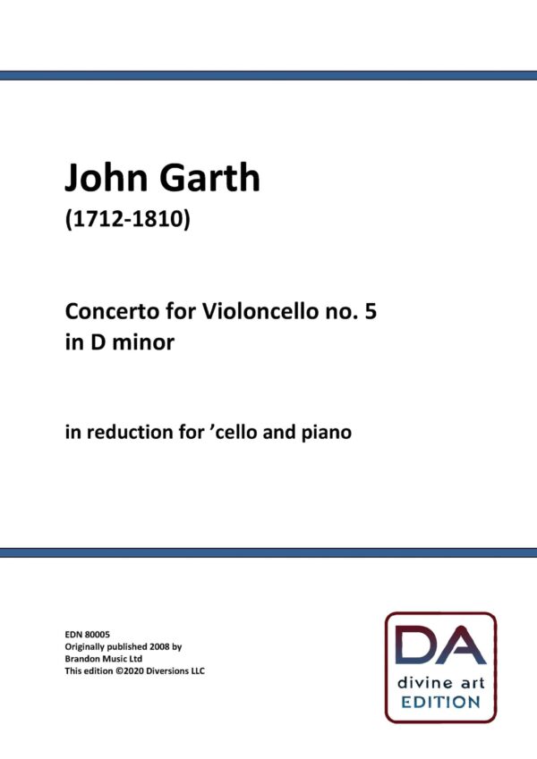John Garth: Cello Concerto No. 5 (Cello/piano reduction score)