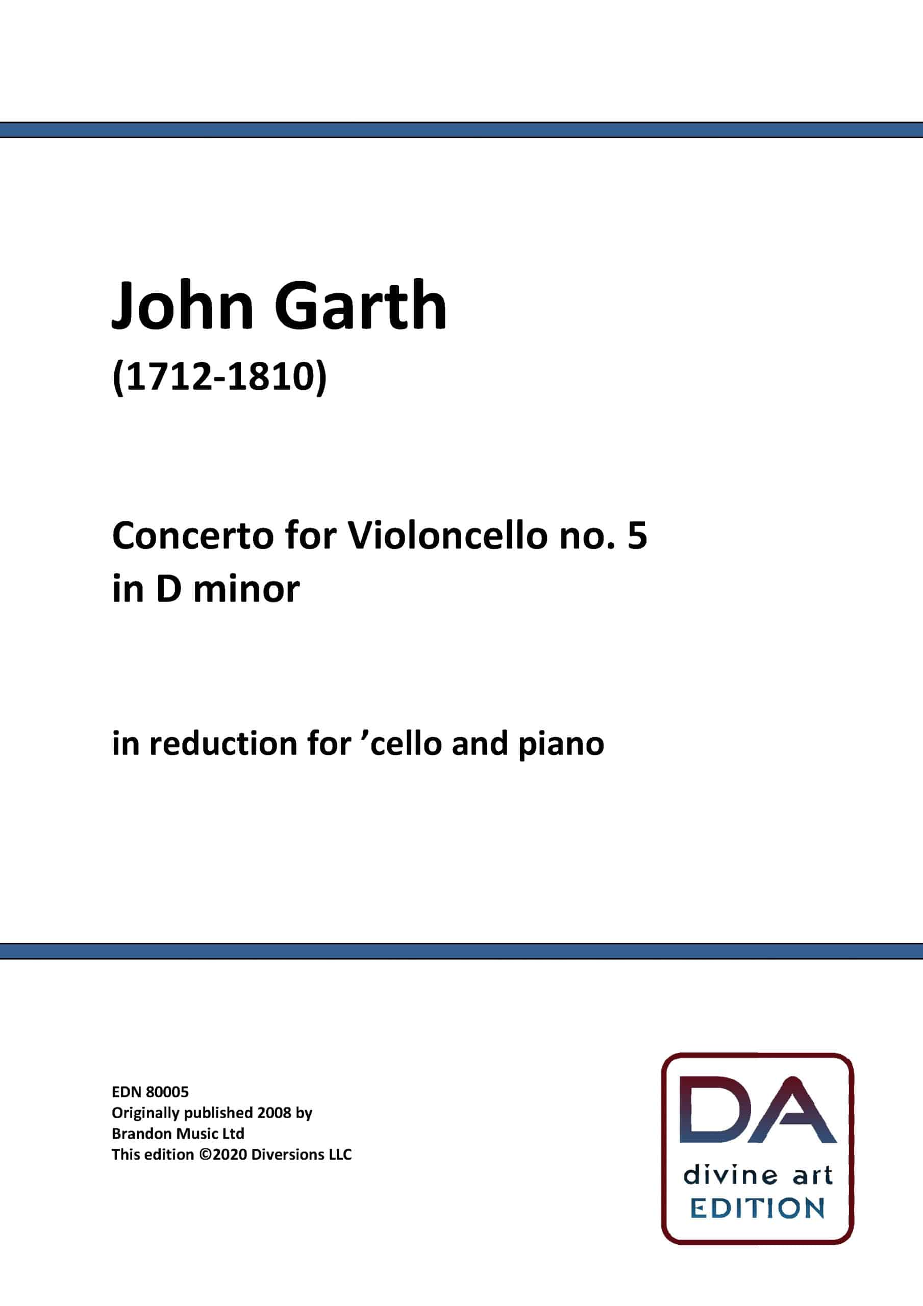 John Garth: Cello Concerto No. 5 (Cello/piano reduction score)